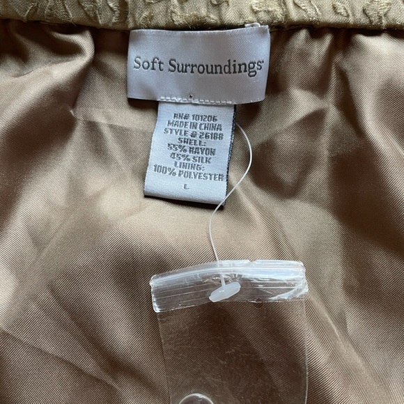 NWOT Soft Surroundings Gold Silk Blend Velvet Burnout Midi Skirt Large Boho Y2K - Picture 4 of 7